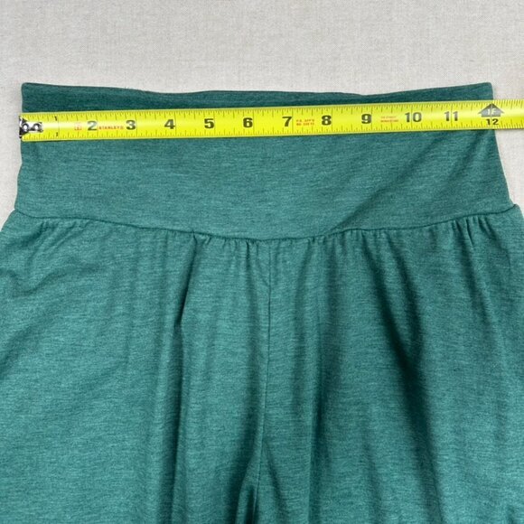Halara Womens Small Pants High Waist Ruffle Hem Cropped Flared Pockets Green NEW - Picture 10 of 10